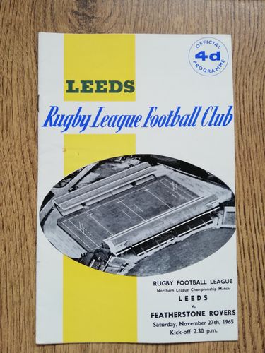 Leeds v Featherstone Nov 1965 Rugby League Programme