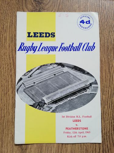 Leeds v Featherstone Apr 1963 Rugby League Programme