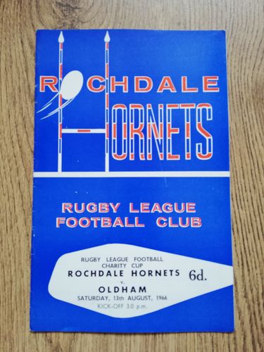 Rochdale v Oldham Aug 1966 Charity Cup RL Programm