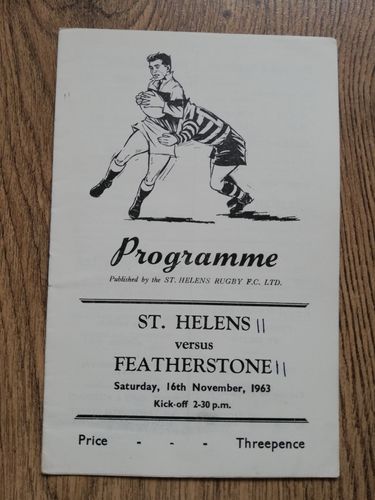 St Helens v Featherstone Nov 1963 RL Programme