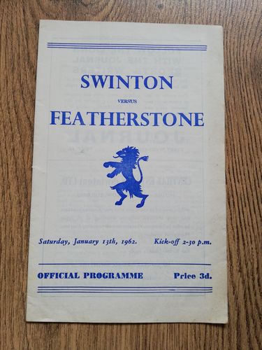 Swinton v Featherstone Jan 1962 Rugby Programme