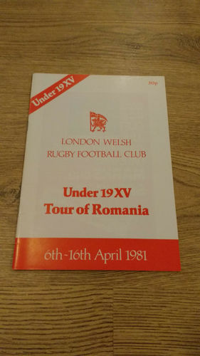 London Welsh Under 19 Tour to Romania 1981 Brochure