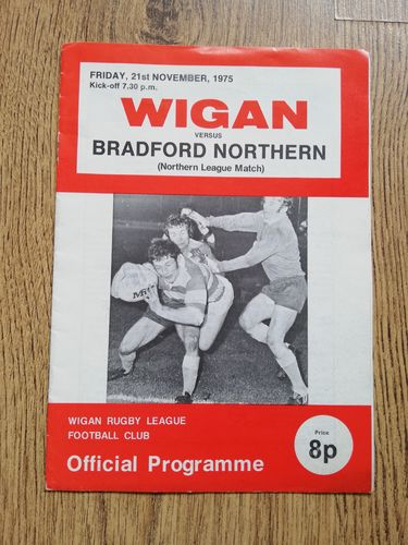 Wigan v Bradford Northern Nov 1975 RL Prgramme