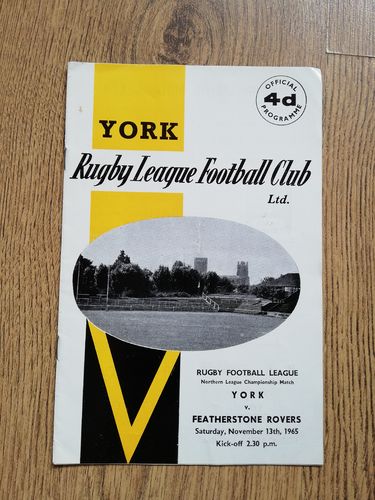 York v Featherstone Nov 1965 RL Programme