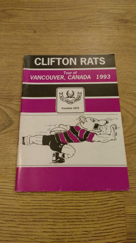 Clifton Rats Tour to Vancouver 1993 Brochure