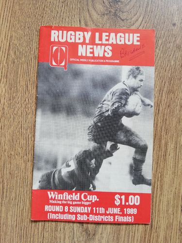Easts v Norths June 1989 Rugby League Programme