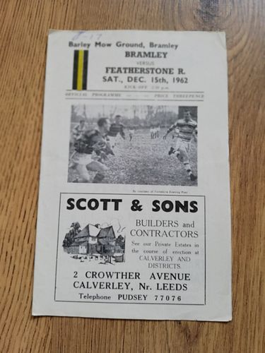 Bramley v Featherstone Dec 1962 RL Programme