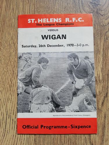 St Helens v Wigan Dec 1970 Rugby League Programme