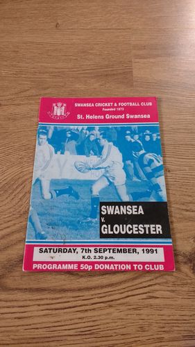 Swansea v Gloucester Sept 1991 Rugby Programme