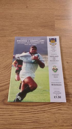 Swansea v Abertillery Nov 1995 Rugby Programme