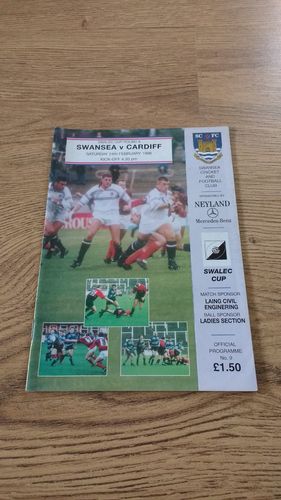 Swansea v Cardiff Feb 1996 Swalec Cup Rugby Programme