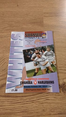 Swansea v Harlequins Oct 1996 Rugby Programme