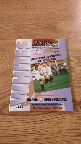 Swansea v Begles-Bordeaux 1996 European Conference Cup Rugby Programme