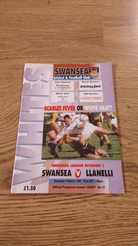 Swansea v Llanelli Mar 1997 Rugby Programme