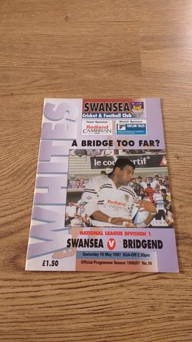 Swansea v Bridgend May 1997 Rugby Programme