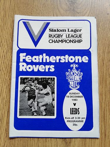 Featherstone v Leeds Dec 1983 Rugby League Programme