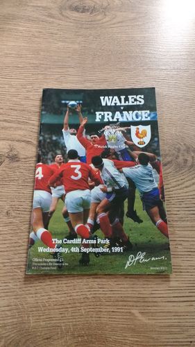 Wales v France Sept 1991 Signed Rugby Programme