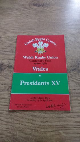Wales v President's XV 1981 Signed Rugby Programme