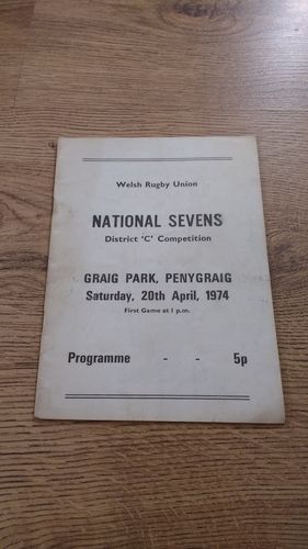 Welsh National Sevens District 'C' 1974 Rugby Programme