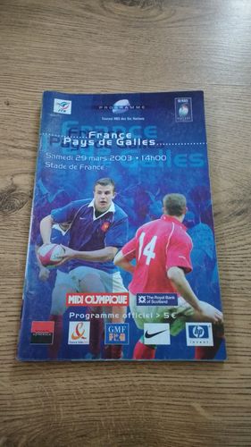 France v Wales 2003 Signed Rugby Programme