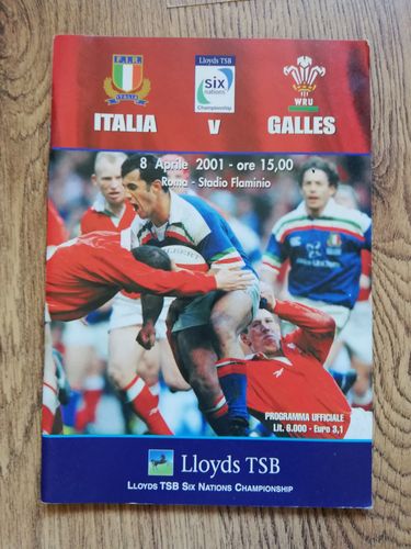 Italy v Wales 2001 Signed Rugby Programme