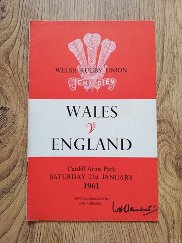 Wales v England 1961 Rugby Programme