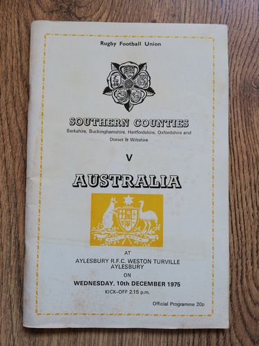 Southern Counties v Australia 1975 Rugby Tour Programme