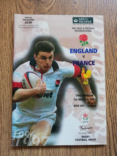 England v France 1997 Signed Rugby Programme