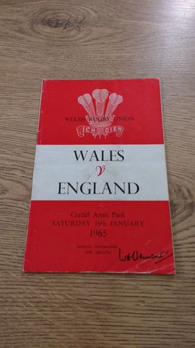 Wales v England 1965 Rugby Programme