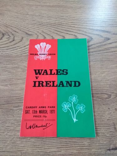 Wales v Ireland 1971 Rugby Programme