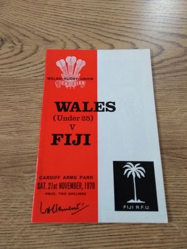 Wales U25 v Fiji 1970 Rugby Programme