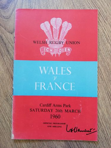 Wales v France 1960 Rugby Programme