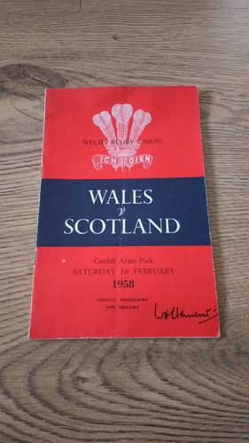 Wales v Scotland 1958 Rugby Programme with Press Report