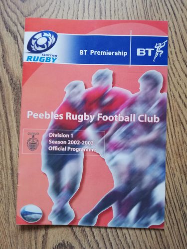 Peebles v Boroughmuir Sept 2002 Rugby Programme