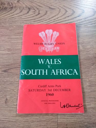 Wales v South Africa 1960 Rugby Programme with Press Report