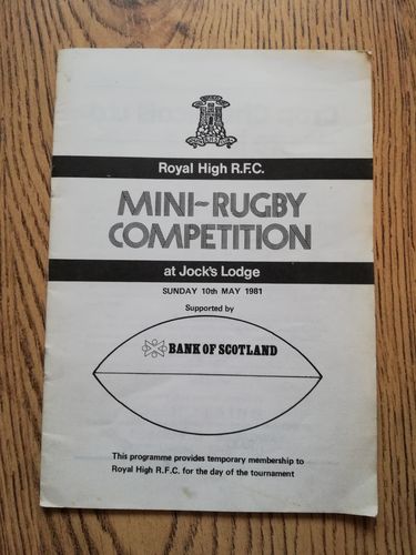 Royal High May 1981 Mini Rugby Competition Programme