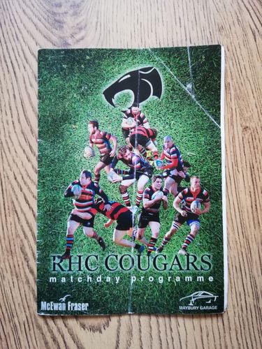 RHC Cougars v Irvine Sept 2014 Rugby Programme