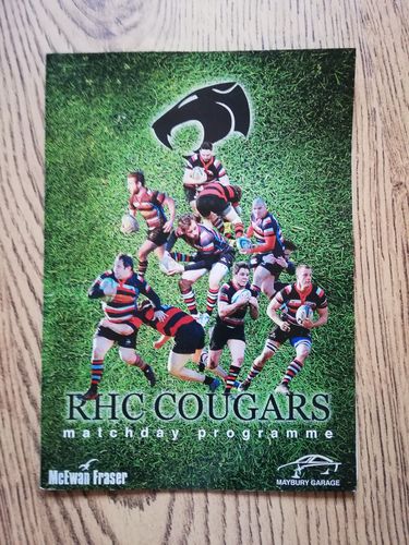 RHC Cougars v Preston Lodge Oct 2014 Rugby Programme