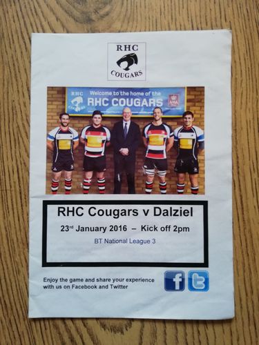 RHC Cougars v Dalziel Jan 2016 Rugby Programme