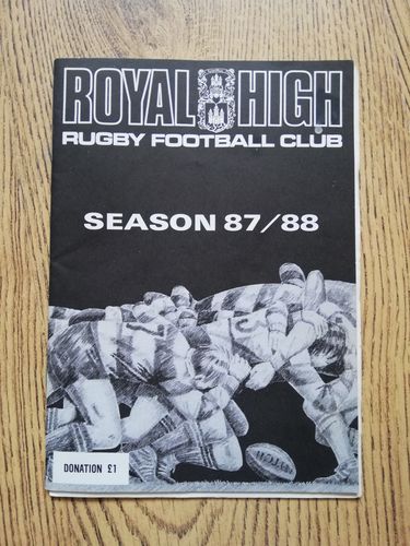 Royal High v Portobello Oct 1987 Rugby Programme