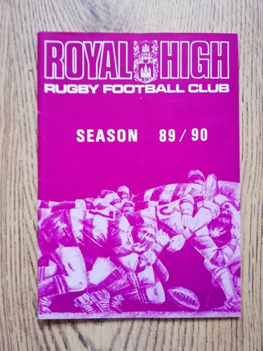 Royal High v Trinity Academicals Nov 1989 Rugby Programme