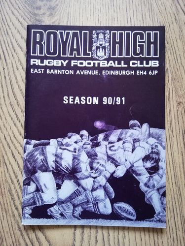 Royal High v West of Scotland Sept 1990 Rugby Programme