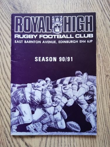 Royal High v Dundee High School FP Mar 1991 Rugby Programme