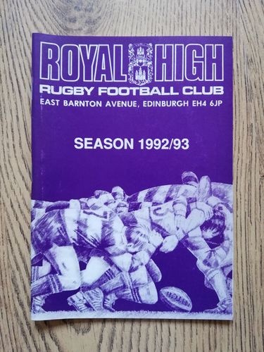 Royal High v Perthshire Oct 1992 Rugby Programme