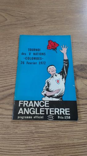 France v England 1972 Rugby Programme