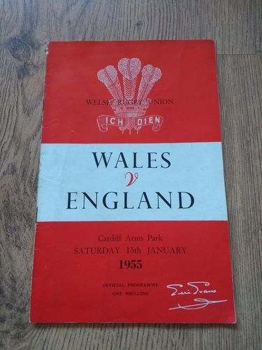 Wales v England 1955 Rugby Programme with Press Report