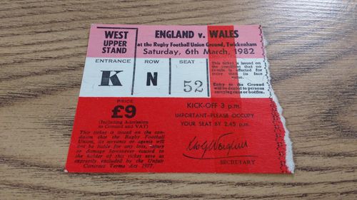 England v Wales 1982 Rugby Ticket
