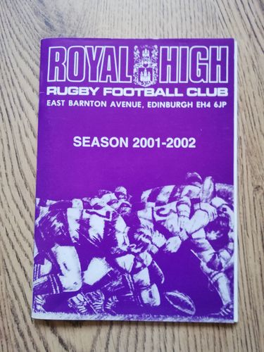 Royal High v Edinburgh University Mar 2002 Rugby Programme