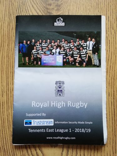 Royal High v Linlithgow Nov 2018 Rugby Programme