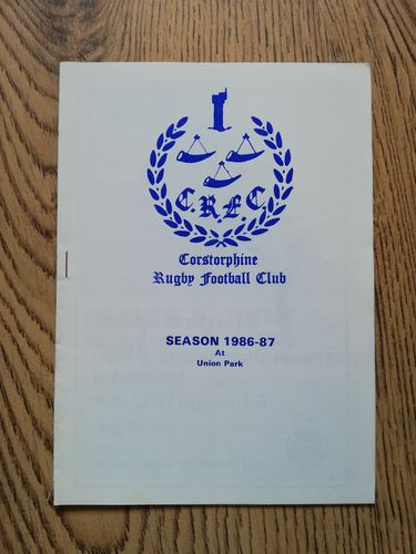 Corstorphine v Royal High School Nov 1986 Rugby Programme